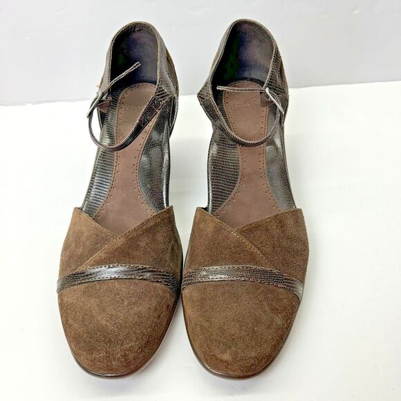 Dansko Women's 40 9.5-10 Pumps Brown Ankle Strap Cuban Heels Suede *READ* - Picture 2 of 12
